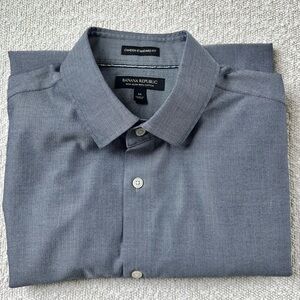 Banana Republic Camden Standard Fit Non-Iron Gray Dress Shirt 100% cotton size M